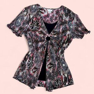 Y2K whimsygoth paisley blouse